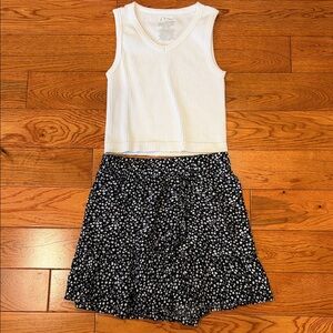 Art Class White and Black Girls Cat & Jack Skort With White Tank Matching Set